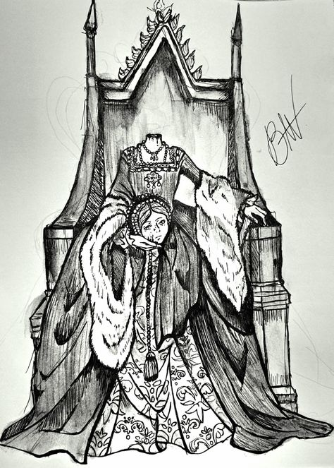 Joan Of Art Drawing, Anne Boleyn Drawing, Anne Boleyn Art, Anne Boleyn Tattoo, Ann Boleyn, Anna Boleyn, Katherine Howard, Tudor Dynasty, Long Live The Queen