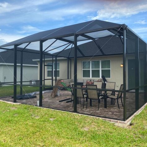 Bird Cage Screened Porch, Florida Birdcage Patio, Pool Screen, Screen Enclosure Ideas Patio, Screened In Pool Ideas, Backyard Screened In Patio, Florida Screened Patio Ideas, Screen In Pool Ideas, Screen Pool Patio Ideas