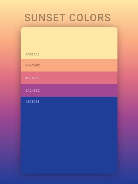 Sunset Color Palette Hex Codes, Gamer Color Palette, Sunset Design Graphic, Sunset Palate, Energy Color Palette, Sunset Branding, Ui And Ux Design, Style Tips And Tricks, Sunset Color Palette