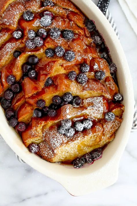 Brioche French Toast Casserole, Make Ahead French Toast, Overnight French Toast Recipe, Blueberry French Toast Bake, Challah French Toast, French Toast Bake Recipe, Brioche French Toast, Morning Brunch, Overnight French Toast