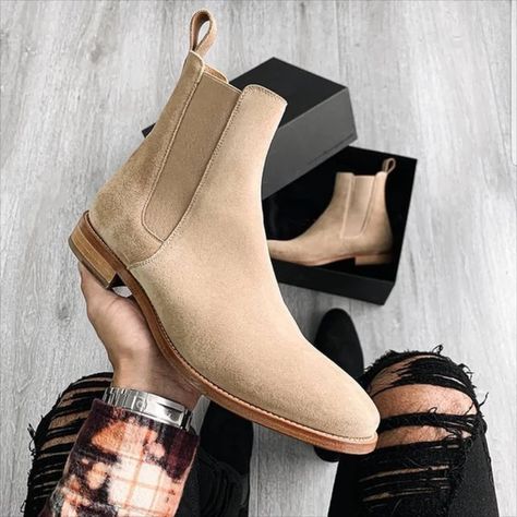 Tan Suede Chelsea Boots, All Black Shoes, Mens Boots Casual, Suede Leather Shoes, Suede Chelsea Boots, Men Suede, Tan Boots, Chelsea Boots Men, Fashion Comfortable