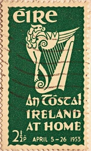 Ireland Postage Stamp Tattoo, Irish Postage Stamps, Irish Propaganda, Ireland Stamp Tattoo, Irish Culture Aesthetic, Irish Heritage Tattoo, Ireland Embroidery, Ireland Stamp, Irish Stamp