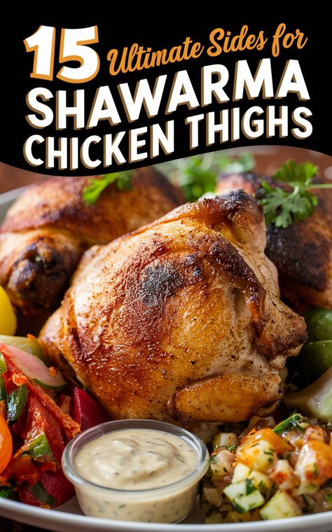 🌯🍗 Discover the perfect side dishes to serve with juicy Shawarma Chicken Thighs! #shawarma #chickenthighs #delicious Sumac Onions, Shawarma Chicken, Lebanese Garlic Sauce, Mint Yogurt Sauce, Lebanese Salad, Homemade Pita Bread, Salsa Verde Chicken, Delicious Side Dishes, Couscous Salad