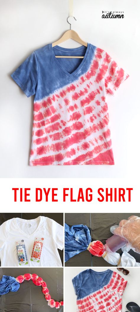 How to make a red white and blue tie dye flag shirt American Flag Tie Dye Shirt, Red And Blue Tie Dye, 4th Of July Tie Dye, Red White And Blue Tie Dye, American Flag Tie, Tie Dye Shirts Patterns, Ty Dye, Blue Tie Dye Shirt, Diy Tie Dye Designs