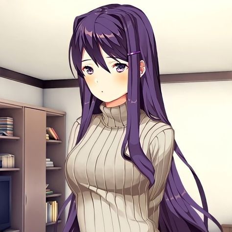 Yuri Game, Ddlc Yuri, Dark Purple Hair, Doki Doki Literature Club, Popee The Performer, Dreamcore Weirdcore, Crazy Eyes, Doki Doki, Literature Club