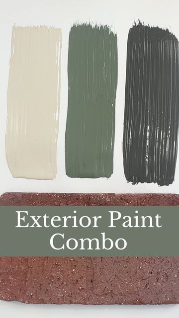 Cream House Exterior Color Combos, Sw Pewter Green, Beige Exterior House Colors, Sw Natural Linen, Cream House Exterior, Sw Iron Ore, Outdoor Paint Colors, Green House Exterior, Paint Color Guide