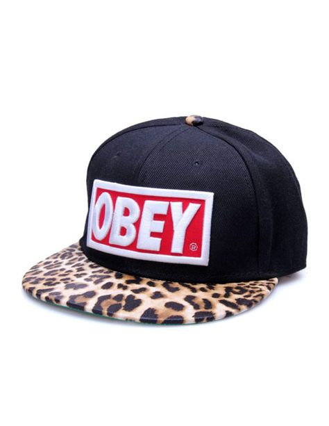 OBEY Obey Cap, Leopard Hat, Hats Black, Obey Clothing, Black Snapback, Black Cap, Outfits With Hats, Snapback Cap, Adjustable Hat