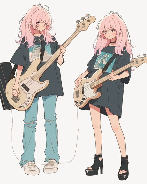 Holding Guitar Reference, Bass Guitar Pose, Poses With Guitar Drawing, Gutair Drawing Reference, Electric Guitar Poses Drawing, Wearing Backpack Reference, Art Poses Guitar, Guitar Reference Pose, Person With Guitar