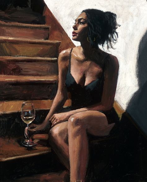 Buy a U.S. limited edition giclée of White Wine on the Stairs painting by Fabian Perez. Contact us to ask about this painting's price, sizes, SN and AP. Stairs Painting, Fabian Perez, Painted Stairs, Limited Edition Giclee, Rembrandt, Your Photo, White Wine, Van Gogh, Art Inspo