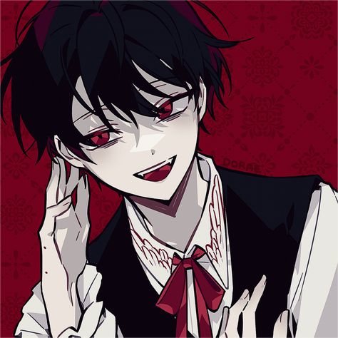 Pretty Male Oc, Black Hair Red Eyes Anime Guy, Black Hair Boy Art, Random Anime Characters, Black Hair Oc, Red And Black Pfp, Black Haired Boy, Vampire Artwork, Anime Boy Art