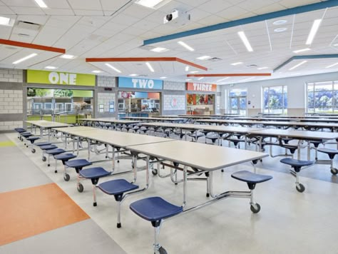 McCutchanville Elementary School - Education Snapshots 21st Century Learning Spaces, Classroom Ceiling, Canteen Design, Cafeteria Design, School Library Design, Evansville Indiana, Santa's Reindeer, Zero Energy, School Interior