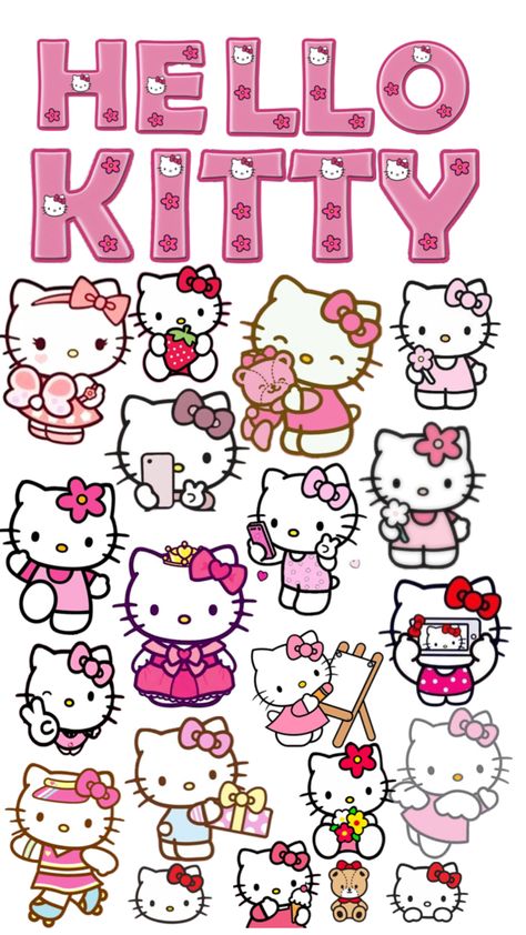 Tee Design Print, Hello Kitty Stickers, Hello Kitten, Hello Sticker, Hello Kitty Imagenes, Hello Kitt, Bullet Journal Ideas Templates, Hello Kitty Aesthetic, Hello Kitty Characters