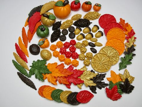 Edible Autumn Cake Decorations Fondant Pumpkins leaves berries nuts fruit pine cones. Autumn wedding birthday cake decorations. Paw Patrol Cake Decorations, Fondant Pumpkins, Fall Themed Cake, Fondant Leaves, Leaves Cake, Edible Leaves, Pumpkin Patch Birthday, Autumn Cake, 3 Pumpkins