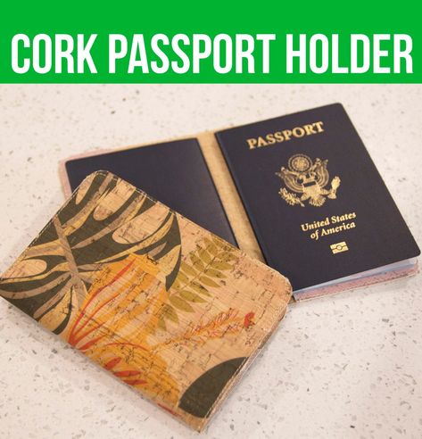 Cork Passport Holder Passport Holder Pattern, Cork Ideas, Custom Bag Tags, Wheelchair Bags, Cork Purse, Purse Ideas, Cork Projects, Sew Sweetness, Cork Wallet