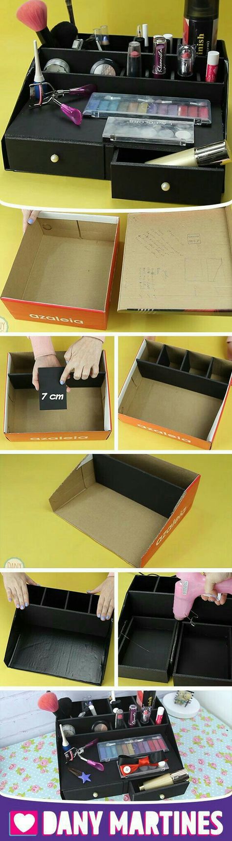 Diy Makeup Organizer, Carton Diy, Cardboard Crafts Diy, Makeup Organization Diy, Make Up Organiser, Diy Cardboard Furniture, Diy Crafts Hacks, Makeup Box, Diy Cardboard