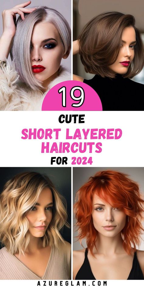 Welcome to the pinnacle of elegance and style – Short Layered Haircuts for 2024. Our carefully selected assortment of 2024 short layered haircuts transcends the ordinary to redefine your hair game. These haircuts aren't just a change; they're a transformation. Whether you're a fan of classic beauty or a lover of contemporary chic, our 2024 short layered haircuts are here to ignite your creativity and elevate your look to new heights. Above The Shoulder Haircuts, Shorter Layered Haircuts, Shoulder Haircut, Choppy Bob Haircuts, Choppy Bob Hairstyles, Layered Bob Hairstyles, Haircuts For Wavy Hair, Long Layered Haircuts, Short Layered