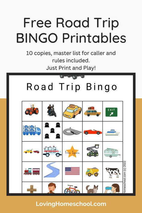 Just print and play with these Free Road Trip Bingo Printables! Find things all along your journey! 10 copies, master list and rules included. Bingo For Kids Free Printable, Road Trip Bingo Printable, Bingo Printable Free, Travel Bingo, Road Trip Bingo, Master List, Bingo Printable, Free Space, Free Prints