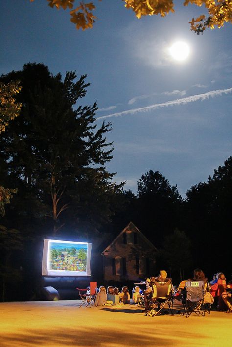 Neighborhood Outdoor Movie Night | Unskinny Boppy Events Coordinator, Neighborhood Block Party, Outdoor Movie Night, Summer Of Fun, Up The Movie, Backyard Movie Nights, Backyard Movie, Entertainment Center Decor, Outdoor Movie