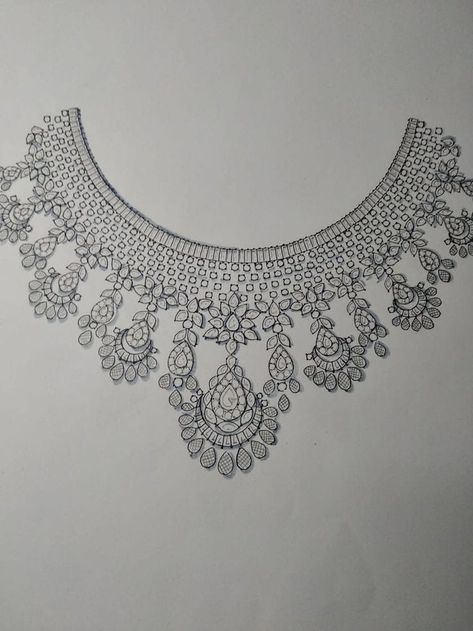 Necklace Designs Drawing, Jewelry Design Drawing Necklaces, Necklace Illustration Drawing, Jwellery Designing Drawing, Jewellery Design Drawing, Necklace Sketch, Jewellery Illustration, Jewel Drawing, Necklace Drawing