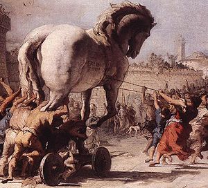 Detail from The Procession of the Trojan Horse...and how to remember strategy. Ancient Troy, Jean Antoine Watteau, Greek Soldier, Trojan Horse, Greek Warrior, Francisco Goya, Classic Artwork, Ancient Mythology, Wooden Horse