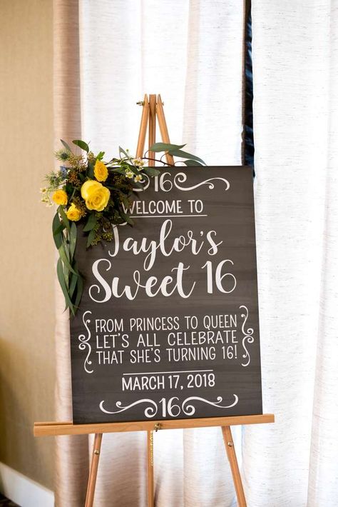 Party Ideas Sweet 16, Sweet 16 Sign, Sweet 16 Party Themes, Sweet 16 Party Decorations, Sweet 16 Themes, Sweet 16 Decorations, Sweet 16 Party, Sweet Sixteen Parties, Sweet 16 Birthday Party