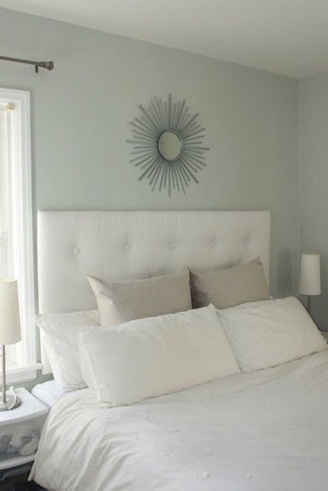 If you believe in calming colors in the boudoir, Misty China Rain (30GY 73/053) is the most soothing grey-green around. Glidden Paint Colors, China Rain, Small Basement Remodeling, Glidden Paint, Style Parisienne, Best Paint, Blue Paint Colors, Grey Paint Colors, Best Paint Colors