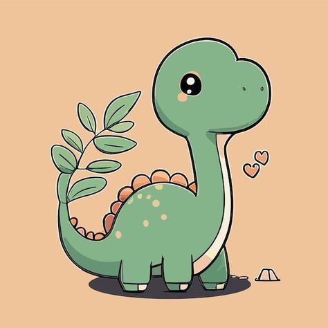 Dinasour Cute Drawings, Cute Dinosaur Drawing Kawaii, Cute Kawaii Dinosaur, Cute Drawings Dinosaur, Long Neck Dinosaur Drawing Cute, Cute Dinosaur Pictures, Dino Cute Drawing, Cute Dinosaur Drawing Easy, Dinosaur Cute Drawing