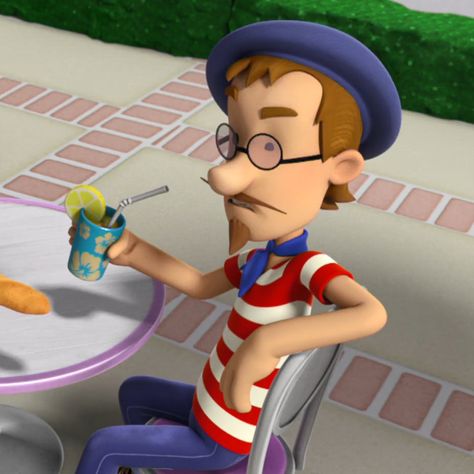 Francois Turbot is impatiently waiting at a table holding a juice cup. From the Paw Patrol cartoon tv show! Impatiently Waiting, Paw Patrol Cartoon, Cartoon Tv Shows, Juice Cup, Cartoon Tv, Paw Patrol, A Table, Minnie Mouse, Juice