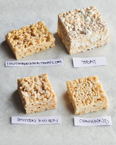 We Tried 4 Popular Rice Krispies Treats Recipes - Here's The Best | Kitchn Homemade Rice Crispy Treats, How To Make Cereal, Fun Rice Krispie Treats, Homemade Rice Krispies, Buttery Rice, Rice Krispies Recipe, Rice Krispie Bars, I Found The One, Homemade Rice Krispies Treats