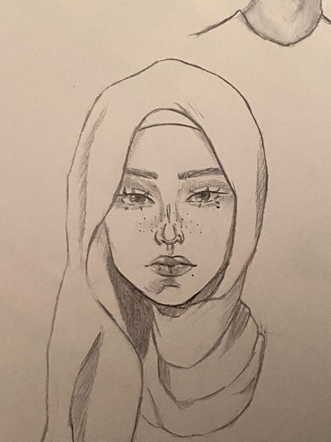 Hijab Sketch, Face Art Drawing, Hijab Drawing, Sketches Drawing, Islamic Art Canvas, Cool Pencil Drawings, Meaningful Drawings, Art Tools Drawing, Draw Sketch