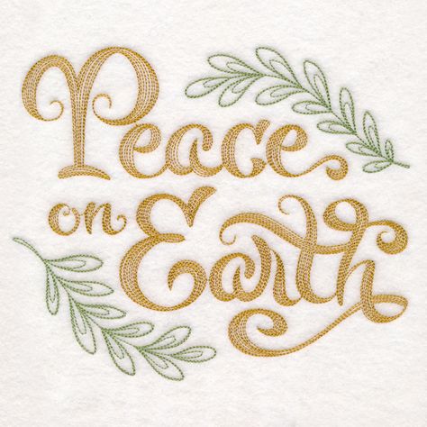 Peace on Earth design (M16289) from www.Emblibrary.com Earth Design, Holiday Fabric, Peace On Earth, Embroidery Library, A Christmas Story, 2 Colours, Machine Embroidery Designs, Machine Embroidery, Embroidery Designs