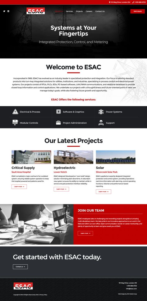 ZOO had the pleasure of working with ESAC to design their new scrolling HTML5 custom website. #black #red #websitedesign #websitedevelopment #webdesign #webdevelopment #websiteinspiration Red Black Website, Black And Red Website Design, Film Website, Red Website, About Us Page Design, Black Website, Blue Website, Flat Web Design, Website Design Inspiration Layout