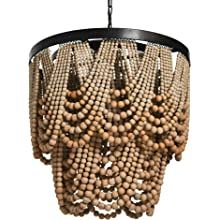 Amazon.com Shopping Cart Bead Chandelier, Wood Bead Chandelier, Tiered Chandelier, Circular Frame, 3 Light Chandelier, Metal Chandelier, Beaded Chandelier, Creative Co Op, Chandelier Style