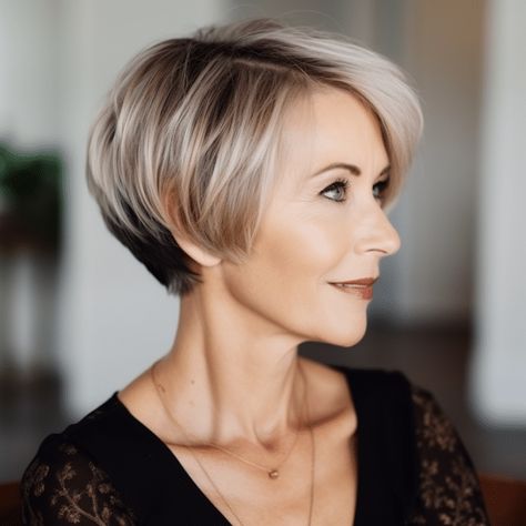 Stacked Angled Bob Hairstyles With Bangs, Stacked Layered Bob Haircut Medium, Wedge Haircut For Women Over 50, Pixies Haircut, Kort Bob, Wedge Haircut, Wedge Hairstyles, Short Hair Lengths, Gray Hair Cuts