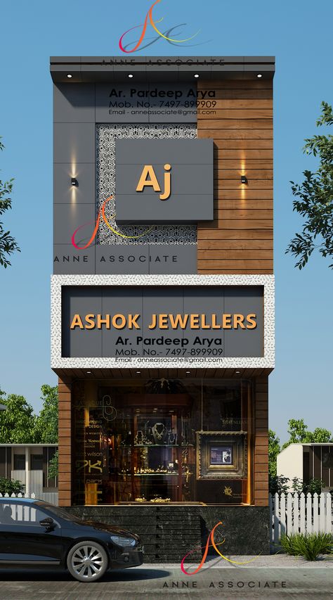 Ar Pardeep Arya A n n e A s s o c i a t e Architect // Interior Designer Email :- anneassociate@gmail.com Contect :- 74978-99909,9034382740 Lahoria Chowk, Hisar Exterior Acp Design, Jewellery Shop Front Elevation Design, Showroom Front Elevation Design, Acp Exterior Design For Shop, Acp Exterior Design For Home, Acp Elevation Design For Shop, Commercial Elevation Design, Shop Front Elevation, Acp Exterior Design