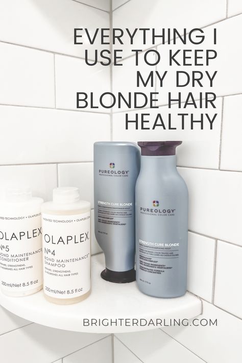 Everything I Use To Keep My Dry Blonde Hair Healthy Blonde Hair Maintenance Tips, Keeping Blonde Hair Healthy, Best Shampoo For Blonde Colored Hair, Healthy Blonde Hair Tips, How To Keep Blonde Hair Healthy, Dry Blonde Hair, How To Get Blonde Hair, Blonde Hair Healthy, Makeup Trailer