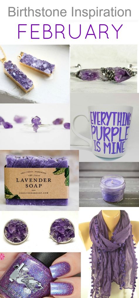 Birthstone Inspiration: February {Amethyst} - gift ideas for girls who have February birthdays. All things purple!  #birthdaygifts #giftsforher #giftguide #birthstone #amethyst #purple #affiliate February Birthday Ideas, February Magick, Amethyst Party, February Pisces, Purple Gift Ideas, Bday Vibes, February Baby, February Birthday Gifts, Birthday Dinner Party