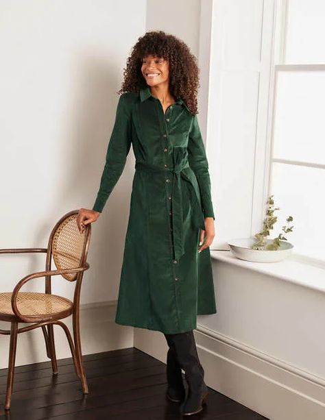 Judith Cord Shirt Dress Cord Dress Outfit, Corduroy Dress Outfit Winter, Corduroy Dress Outfit, Cord Shirt, Cord Dress, Winter Dress Outfits, Green Corduroy, Boden Uk, Corduroy Dress