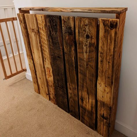 Pallet Radiator Cover, Pallet Radiator Cover Diy, Reclaimed Pallets, Radiator Cover, Gaming Room, Rustic Wall, Rustic Wall Decor, Home Decor Kitchen, Bathroom Ideas