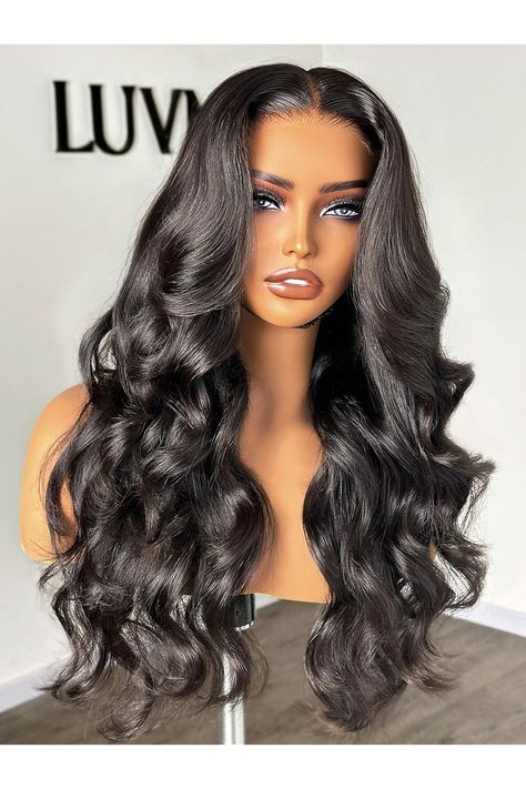 LUVME HAIR 5X5 HD Lace Loose Body Wave Glueless Human Hair Wig Ready to Go Pre Cut Lace Front Wig Pre Plucked Long Black Wig For Women (24 Inch &amp; Precut Lace) Luvme Hair Wigs, Loose Body Wave, Wig Hairstyles Ideas, Wig Colors, Black Wig, Human Hair Wig, Hairstyles Ideas, Light Skin, Hd Lace