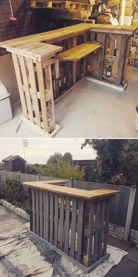 outdoor bar gestalten gartenecke garten bar selber bauen fertig Palet Bar, Bar Pallet, Bar En Palette, Bar En Plein Air, Pallet Bar Diy, Pallet Bar, Wooden Pallet Furniture, Pallet Boards, Pallet Decor