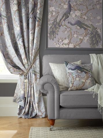 Classically ornate, the Belvedere print features elegant peacocks and timeless florals, and is the perfect addition to luxurious spaces. Laura Ashley’s signature romantic style can now be found across an extensive offering of inspiring fabrics exclusively by Egg & Dart Textiles. Laura Ashley Belvedere, Peacock Curtains, House Curtains, Wooden Blinds, Curtains Blinds, Rose Cottage, Velvet Material, Romantic Style, Wingback Chair