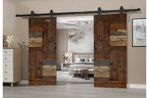 Metal Barn Door, Barrels Diy, Double Sliding Barn Doors, Diy Sliding Door, Green Barn, Wood Barn Door, Diy Barn, Interior Sliding Barn Doors, Barn Door Kit