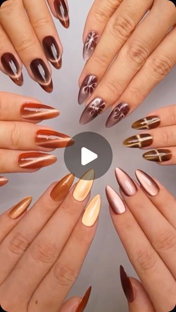 Nail art 💅 Manicure on Instagram: "🌺 Soft as moonlight, get you the new trend of autumn cat’s eye🌙🛍️Moonlit Velvet Cat Eye Gel 🛒Link in bio 🔗" Autumn Nails Cat Eye, Fall Cats Eye Nails, Fall Nails Cat Eye, Tiger Eye Nails Design, Cat Eye Fall Nails, Tigers Eye Nails, Brown Cat Eye Nails, Fall Cat Eye Nails, Call Nails