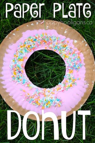 Make a paper plate donut craft, complete with colourful icing and "sprinkles". Great letter "D" craft for toddlers and preschoolers. Letter D Craft, Donut Craft, Paper Plate Art, Letter D Crafts, Cardboard Projects, Jelly Donut, Craft For Toddlers, Aa School, Homeschool Fun