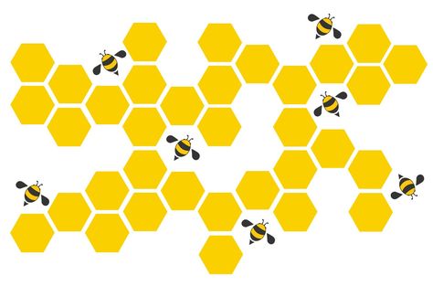 Hexagon Bee Hive, Bee Hive Design, Hexagon Vector, Office Idea, Space Background, Space Backgrounds, Branding Design Inspiration, Bee Design, Wall Graphics