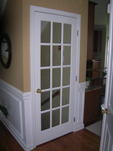 Replace basement door with a pretty french door so it doesn't feel so creepy walking down there Basement Door, Basement Doors, Basement Finish, Basement Remodel Ideas, Dream Basement, Media Room Design, Basement Redo, Basement Gym, Basement Finishing