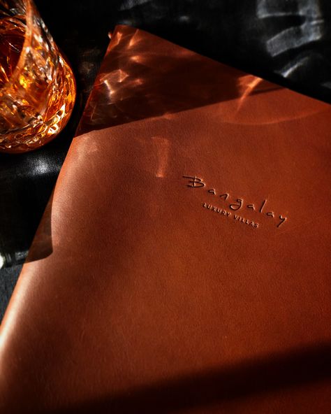 Leather Menu Cover Restaurant, Luxury Menu Design, Leather Menu Cover, Restaurant Menu Covers, Leather Menu, Menu Illustration, Menu Covers, Spa Menu, Logo Presentation