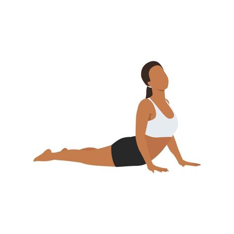 Bhujangasana Pose, Cobra Pose Yoga, Cobra Pose, Flat Vector Illustration, Pose Yoga, Yoga Art, Flat Vector, Vector Art, White Background