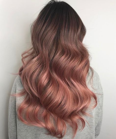 Pastel Pink Ombre Balayage Pastel Pink Hair Ombre, Rose Gold Balayage, Pink Ombre Hair, Hair Color Rose Gold, Brown Ombre Hair, Blond Balayage, Extra Long Hair, Balayage Blonde, Hair Color Pastel